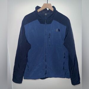 The North Face Collar Zip Up Jacket Blue Colorblock Polyester Blend Size Large